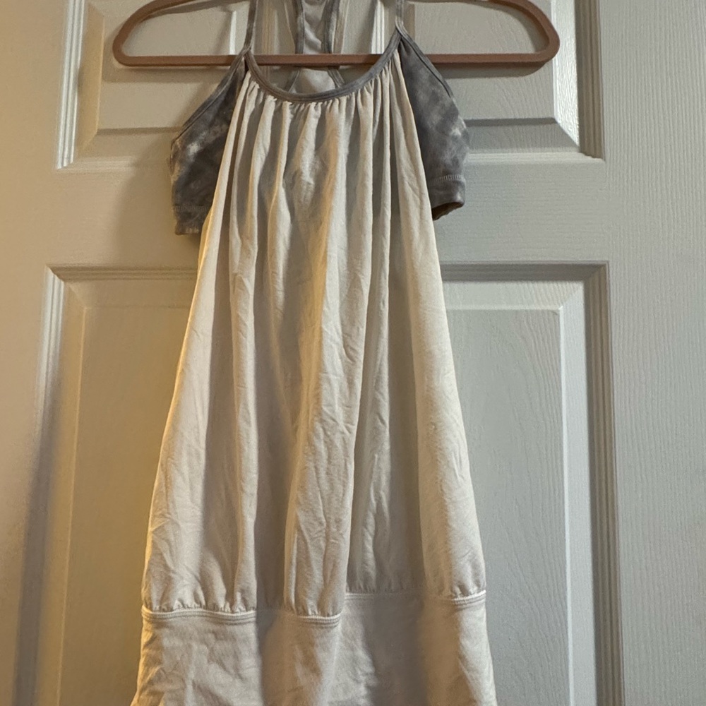 lululemon athletica Cream and Gray sports-bra and whitish tank